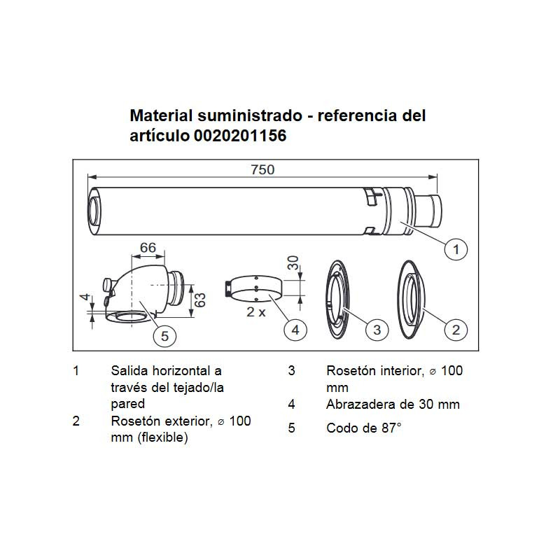Kit de salida horizontal para calentadores TurboMAG Plus 0020201156