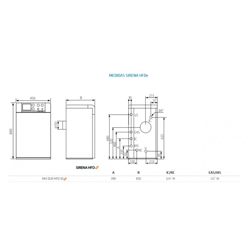 CALDERA DE GASOIL DOMUSA SIRENA MIX DUO HFD 30 E